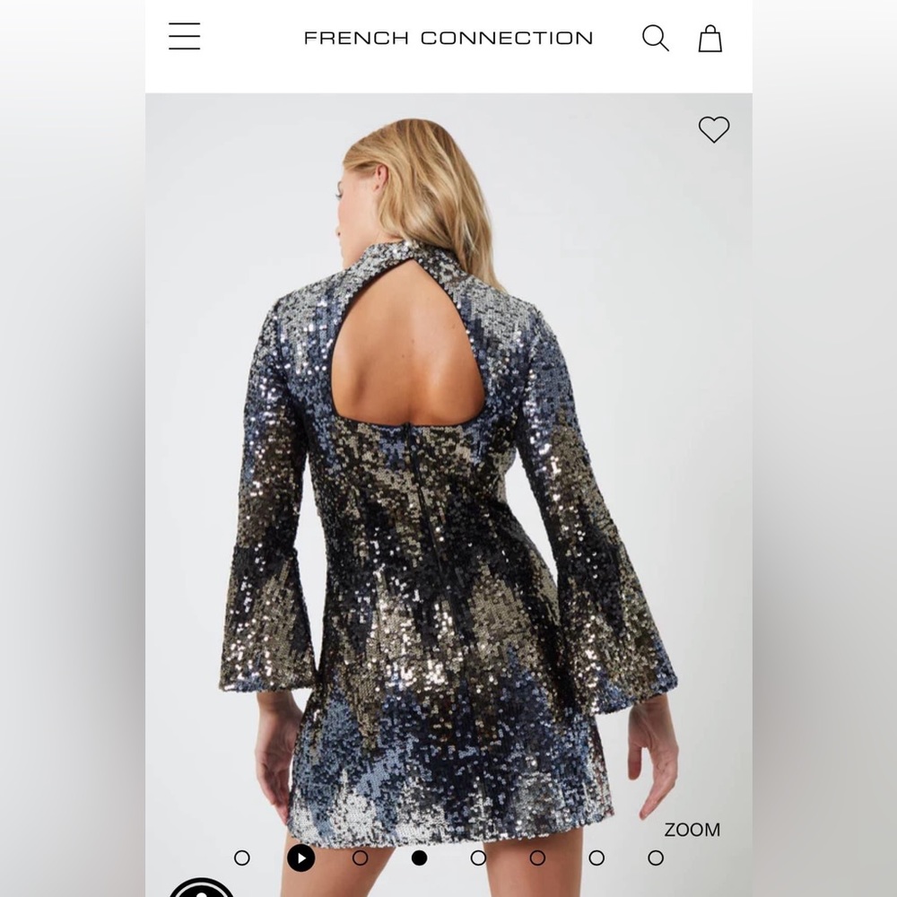 French Connection gunmetal color mini dress size 8 NWT
